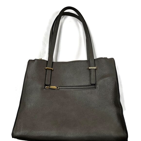 Kate Spade Gray Pebbled Leather Purse Handbag Shoulder Zipper Pockets Dividers - Picture 3 of 16